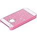 BENTOBEN iPhone 4S Case, iPhone 4 Case, Glitter Bling Sparkly Rhinestone Hybrid Slim Hard Cover Laminated with Luxury Shiny Synthetic Leather Protective Case for Apple iPhone 4/4S, Rose Red