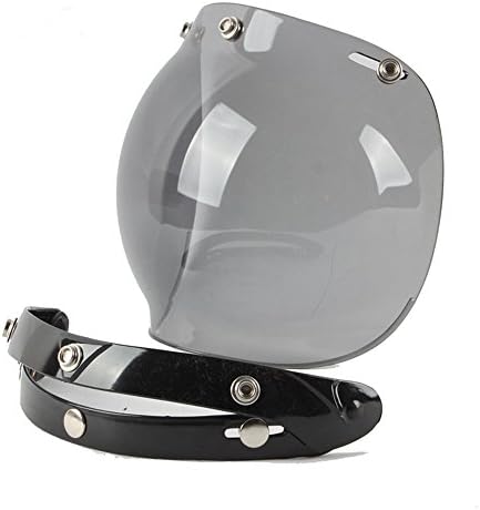Motorcycle Retro Bubble Visor Wind Face Shield Lens Universal For 3-Snap Open Face Helmets(Light Smoke)
