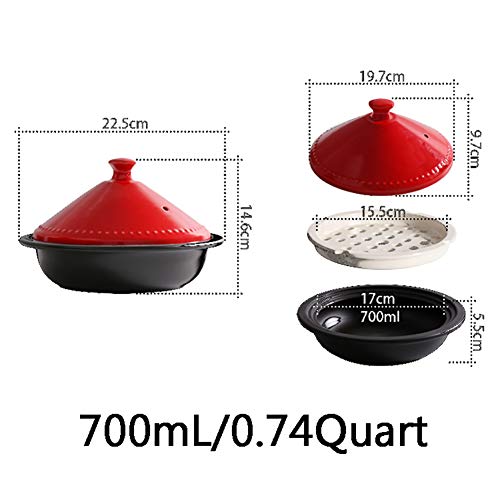 CCSU-Moroccan-Tagine-Pot-with-Red-LidCeramic-Casserole-Steamer-Braiser-Pan-Healthy-Saucepan-Earthen-Pot-for-Braising-Slow-Cooking-Black-073quart