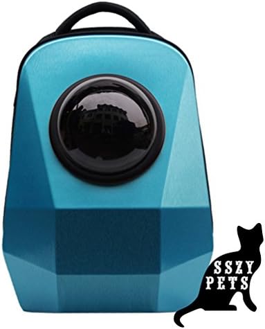 SSZY Innovative Traveler Bubble Backpack Pet Carriers for Cats and Dogs Diamond Cut Design Airline Travel Approved Carrier Switchable Mesh Panel Space Capsule Pet Outdoor Travel Bag (Blue Diamond)