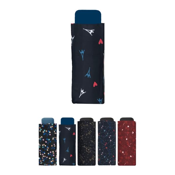 SMATI - Upgraded Version City Folding Umbrella - Mini Pocket Size 18.5 cm - Rectangular design - Windproof - Aluminium and Fiberglass Ribs, EFFEL TOWER, One Size, Folding Umbrella