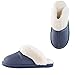 Womens Slipper Faux Fur Fluffy Slip-On House Suede Fur Lined/Anti-Skid Sole, Indoor & Outdoor, Blue, Asian43-44 Tag290/MS 44-45