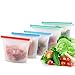 MOICO Reusable Silicone Food Storage Bags, 5 Pack Airtight Seal Food Preservation Bag, BPA Free Leakproof Freezer Bags for Vegetable, Lunch, Snack, Fruit, Sandwich, Cereal