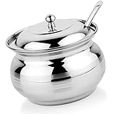 Rastogi Handicrafts Stainless Steel Storage Capacity 200 ml Pot for Oil Ghee, salt, tea, coffee, spices, dry fruits, sugar (1