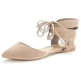 DREAM PAIRS AMIGA Women's Pointy Toe Ankle Cuff Lace Up D'orsay Ballet Comfort Gladiator Flats Shoes