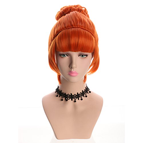 Yuehong Cosplay Wig Orange Bun Curly Synthetic Halloween Hair Wigs