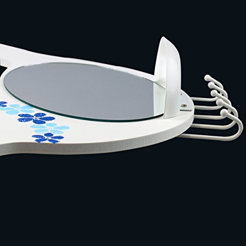 Wooden Bird Wall Mirror with Tray & Hooks - Image 3