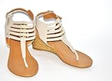 Twisted Women's Riley Metal Ring Low Wegde Sandal with Strappy Ankle Wrap