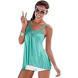 Perman Women's Summer Lace Vest T Shirt Casual Blouse Tank Tops (M)