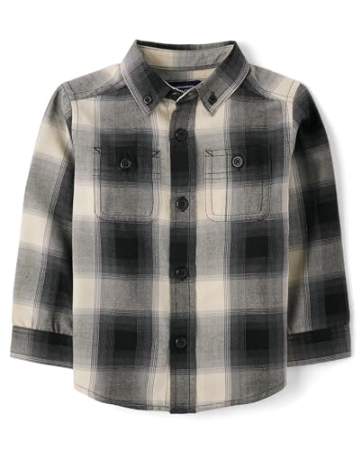The Children's Place,Baby Boys,and Toddler Long Sleeve Button Down Shirt,Black…