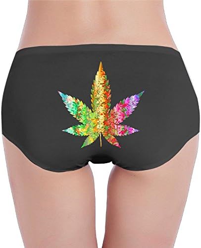 DIMANNU Women's Panties Hipsters Bikini Seamless Underwear Briefs Low Rise Marijuana Leaves Stretch