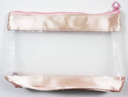 OFA Products See Through Light Pink Satin and Netting Make Up Bag, Length 7" x Height 5" cms