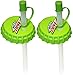 Jokari 2 Count Mtn Dew Modern Logo Sip and Seal Soda Can Straws, Green