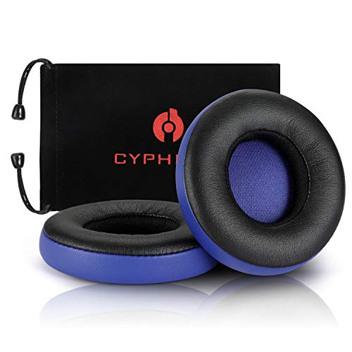 Beats Solo 2&3 Earpad Replacement,Cypher.V Ear Cushion Pads Compatible with Solo 2.0/3.0 Wireless On Ear Headphones by Dr. DRE 1 Pair- (Black+Blue)