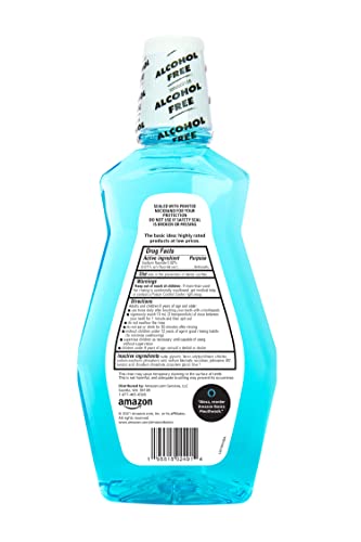 AMAZON BASICS FLUORIDE MOUTHWASH FOR ADULTS, ANTICAVITY, ALCOHOL FREE – REFRESHING MINT FLAVOR, 1 LITER, 1-PACK