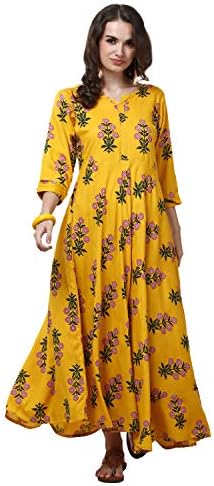 VGANG Women's Cotton Anarkali Kurta