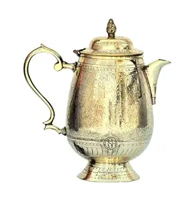 Pure Copper Oval Shaped Jug with Lid Used for Home Kitchen,Office,Hotel Serving and Storage Water Ayurveda Health Benefits Gold (1000 ML)