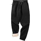SECOOD Men's Fleece Winter Pants Sherpa Lined Active Warm Sweatpants Drawstring Elastic with Pockets