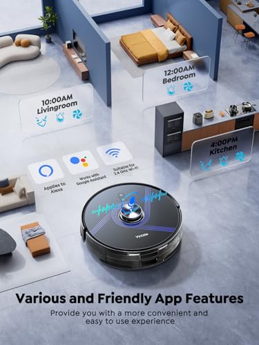 Vyzzle Robot Vacuum Cleaner with Mop Self Emptying, 10,000Pa Suction, LiDAR Navigation with Smart Mapping Robot Hoover, 180min Runtime, App/Voice Control for Pet Hair/Carpet/All Floors, E20