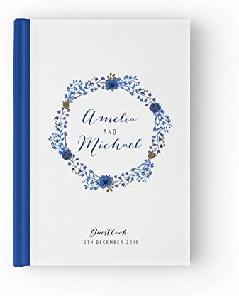 Navy and White Wedding Guest Book Customizable, Navy Wedding Guest Book White, White Guest Book, Wedding Guestbook,