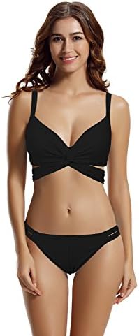 zeraca Women's Wrap Halter Criss Cross Bikini Bathing Suits
