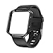 LEEFOX Fitbit Blaze Bands with Frame, Sport Silicone Replacement Strap for Fitbit Blaze Smart Fitness Watch Fit Bit Blaze accessory Wristbands Large, Black Bracelet w/ Black Frame (Proverbs 4:23)