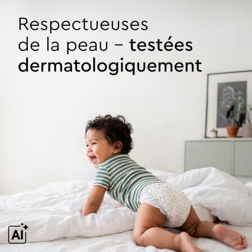 - Couches Bébé Hypoallergéniques, Taille 3 (6+ kg), Box mensuelle (174 pièces), Ultra Douces et Absorbantes, sans Parfum et Lotion pour les peaux sensibles, Testées dermatologiquement