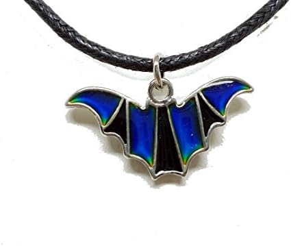 Cool Bat Pendant Mood Necklace With Black Adjustable Slider Cord