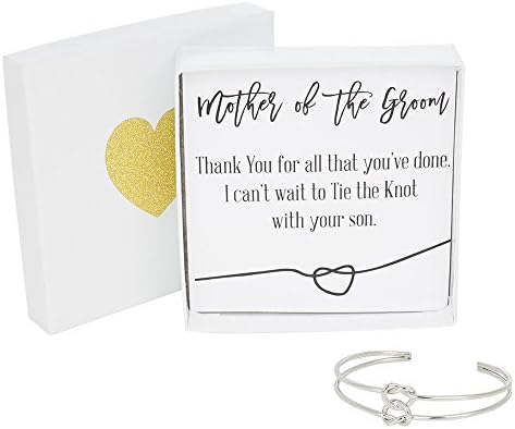 Bridesmaid Gifts - Tie The Knot Mother of the Groom Cuff Bracelet with Gift Box, Double Love Knot Cuff Bracelet, Wedding Gift Set