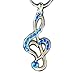 DianaL Boutique Treble G Clef Music Note Heart Pendant Necklace Blue Crystals Gift Boxed Fashion Jewelry
