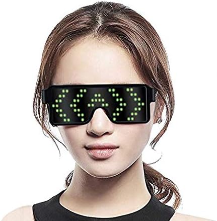 LED Light Glasses 8 Modes Quick Flash Party USB charge Luminous Christmas Gift (Green)