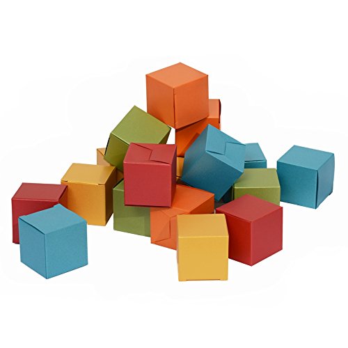 50ct Mini Ring Boxes Gift 2x2x2 - Italy Pearlescent Paper in Assorted Colored (Gold Red Blue Green Orange)