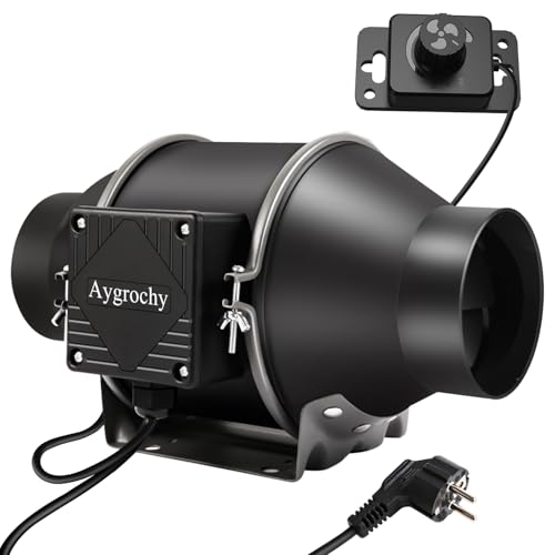 Aygrochy Adjustable Duct Fan 100 mm, Exhaust Fan 363 m³/h | EC motor pipe fan for basement, garage, kitchen, bathroom, growth tents, hydroponics, ventilation and exhaust blowers.