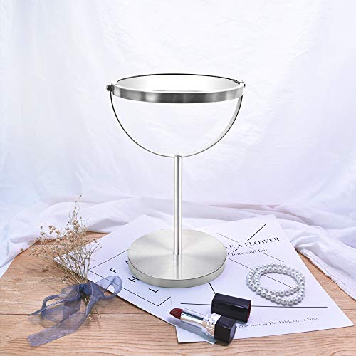 Makeup Mirror 6'' Tabletop 3X Magnifying Zoom Two-Side Round Vanity Mirror 360° Swivel Cosmetic Mirror with Base (Chrome Finish) - Thumbnail 5