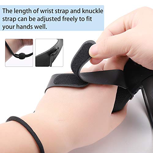 eWonLife Controller Grip Covers for Oculus Quest/Oculus Rift S (Not Fit Quest 2), Anti-drop Protective Handle Sleeve with Adjustable Wrist Strap and Knuckle Strap, Including Cover Caps