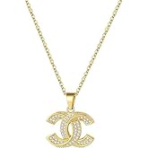 18K Gold CZ Initial Necklace, Trendy Letter Pendant Necklace for Women, Light Luxury Fashion Jewelry Gift