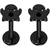 Niaspi Gothic Ghost Monroe Lip Rings Simple Stainless Steel Conch Helix Earrings Flat Back Stud Cartilage Earrings Jewelry Labret Lips Rings Piercing Jewelry for Women Men