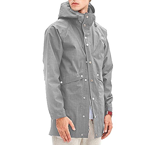 Romanstii Mens Jacket Lightweight Windproof Fashion Raincoat Mens Waterproof with Hood Long,Unisex,for Any Outdoor Activities