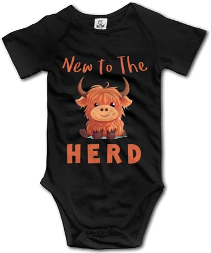 TErrifichy New to The Herd Highland Cow Baby Short Sleeve Bodysuit Infant Playsuit