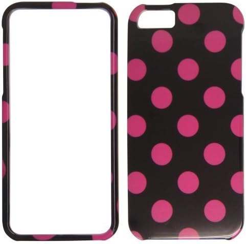 Apple iPhone 5 - Hot Pink polka dots on Black Hard Case, Cover, Snap On, Faceplate