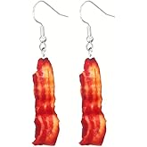Fun Bacon Strips Slices Drop Dangle Earrings Super Cute Food Earrings For Halloween, Sports Game Day, Fundraiser Events, Social Events, Gag Gift and More