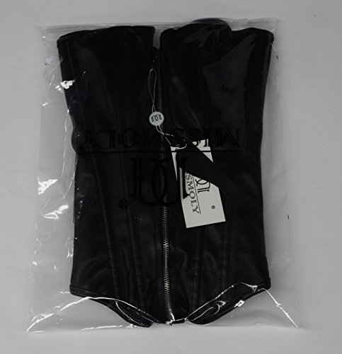 Beauty-You-Donna-Sexy-Corsetto-Bustino-Basco-Lacci-Finta-Pelle-Cerniera-Plus-Dimensioni-Nero-L