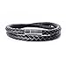 Live Allure Real Genuine Woven Leather Bracelet with Magnetic Clasp for Men and Women- Designed (Black)