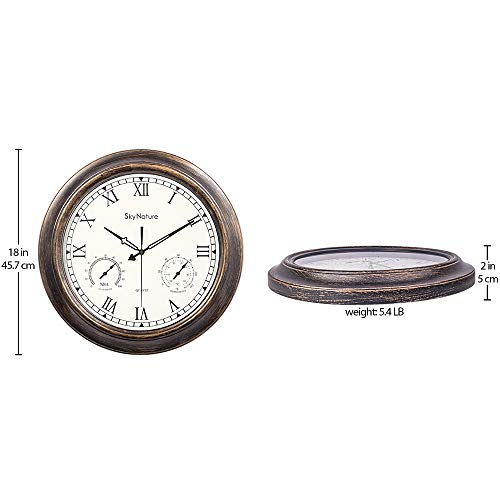 SkyNature Waterproof Outdoor Clock, 18 Inch Large Outdoor Clocks with