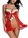 Avidlove Women Red Christmas Babydolls Set Santa Lingerie Lace Chemises