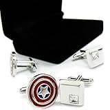 kilofly Cufflinks Combo [Set of 2 pairs] - Captain America, with Velvet Gift Box