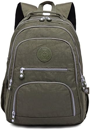 Classic Casual Daypack Ultra Lightweight Nylon Backpack Water Resistant Bagpack (Army green)