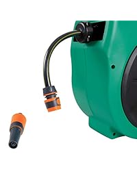 REELWORKS Carrete de manguera de agua, resistente, retráctil con 1 2 pulgada x manguera de goma de 50.0 in, máx. 150 PSI.