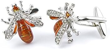 1 Pair Cufflinks Cuff Links WASZ0 Orange-red Bee Crystal Fashion Jewelry Gift Wedding Party Shirt Mens Button Classic