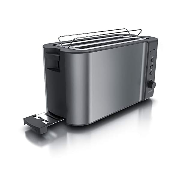 Arendo - Frukost 4 slice long slot toaster - double wall housing – with warming rack – 6 browning settings – auto bread…